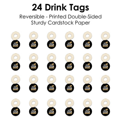 Law School Grad - Future Lawyer Graduation Party Paper Beverage Markers for Glasses - Drink Tags - Set of 24