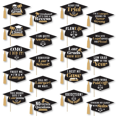 Hilarious Law School Grad - Future Lawyer Graduation Party Photo Booth Props or Table Toppers - 20 Count