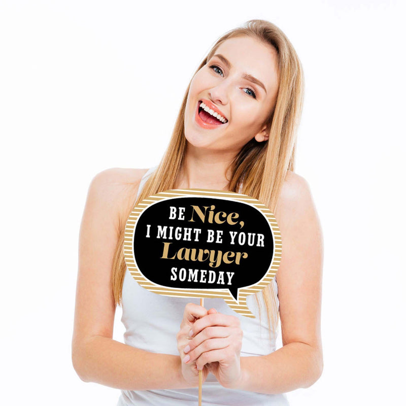 Funny Law School Grad - 10 Piece Future Lawyer Graduation Party Photo Booth Props Kit