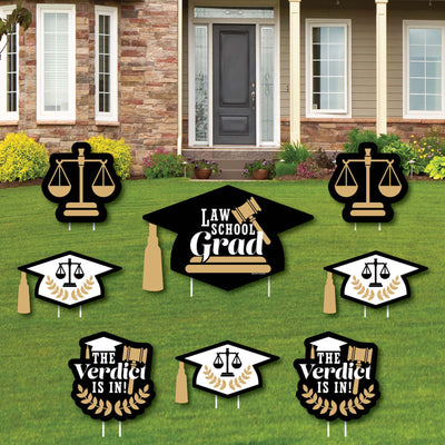 Law School Grad - Yard Sign & Outdoor Lawn Decorations - Future Lawyer Graduation Party Yard Signs - Set of 8