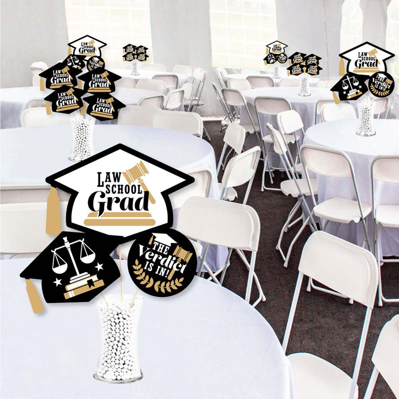 Law School Grad - Future Lawyer Graduation Party Centerpiece Sticks - Showstopper Table Toppers - 35 Pieces