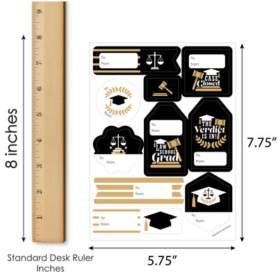 Law School Grad - Assorted Future Lawyer Graduation Party Gift Tag Labels - To and From Stickers - 12 Sheets - 120 Stickers