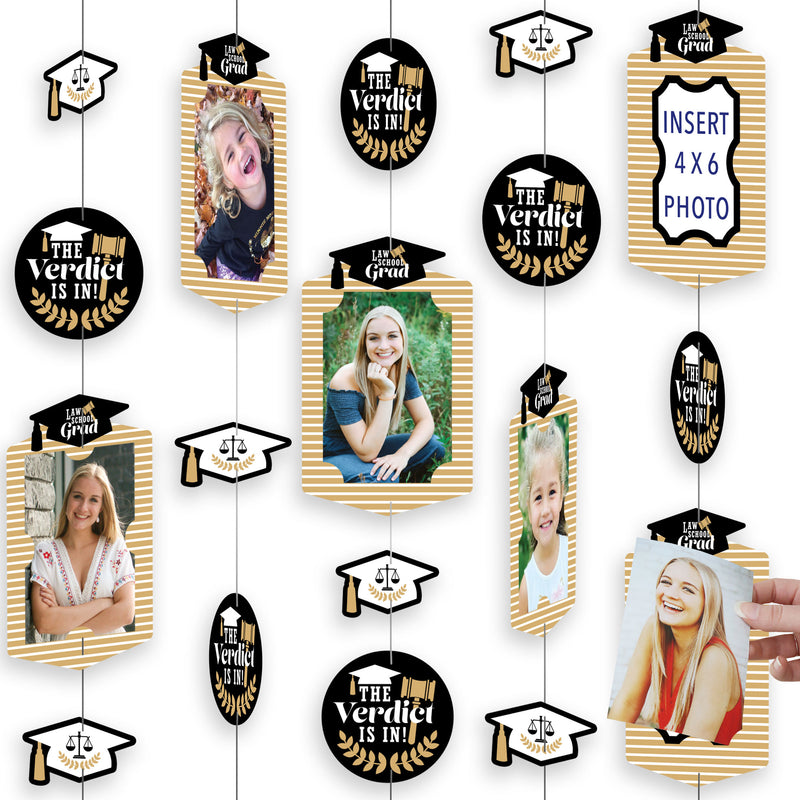 Law School Grad - Future Lawyer Graduation Party DIY Backdrop Decor - Hanging Vertical Photo Garland - 35 Pieces