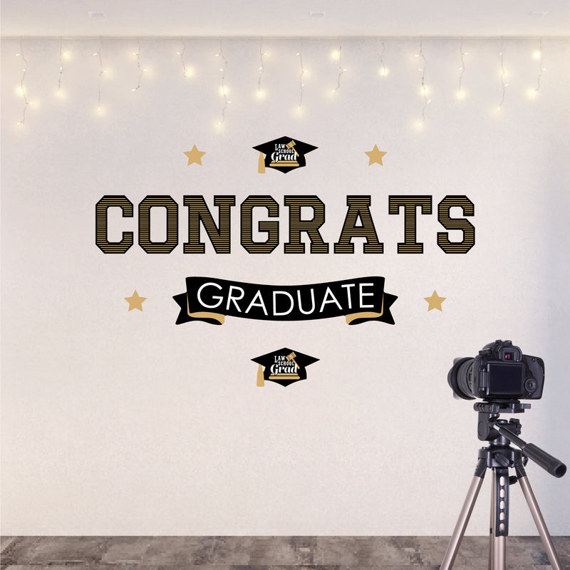 Law School Grad - Peel and Stick Future Lawyer Graduation Party Decoration - Wall Decals Backdrop