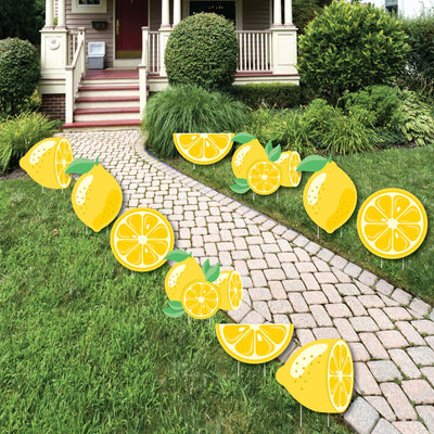 So Fresh - Lemon - Lawn Decorations - Outdoor Citrus Lemonade Party Yard Decorations - 10 Piece