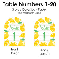 So Fresh - Lemon - Citrus Lemonade Party Double-Sided 5 x 7 inches Cards - Table Numbers - 1-20