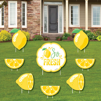 So Fresh - Lemon - Yard Sign and Outdoor Lawn Decorations - Citrus Lemonade Party Yard Signs - Set of 8
