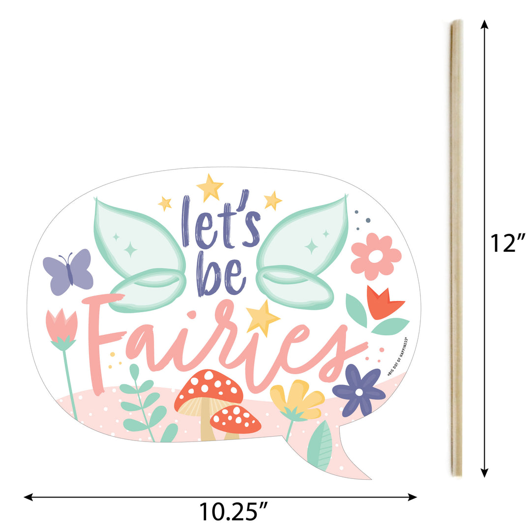 Funny Let's Be Fairies - Fairy Garden Birthday Party Photo Booth Props Kit - 10 Piece