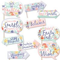 Funny Let's Be Fairies - Fairy Garden Birthday Party Photo Booth Props Kit - 10 Piece