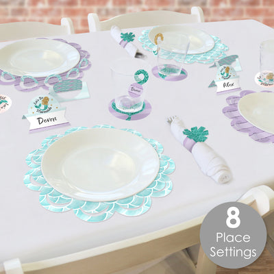 Let's Be Mermaids - Baby Shower or Birthday Party Paper Charger and Table Decorations - Chargerific Kit - Place Setting for 8