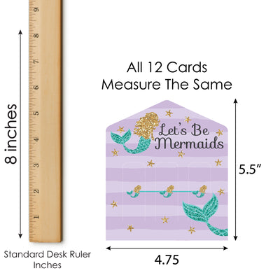 Let's Be Mermaids - Baby Shower or Birthday Party Game Pickle Cards - Pull Tabs 3-in-a-Row - Set of 12