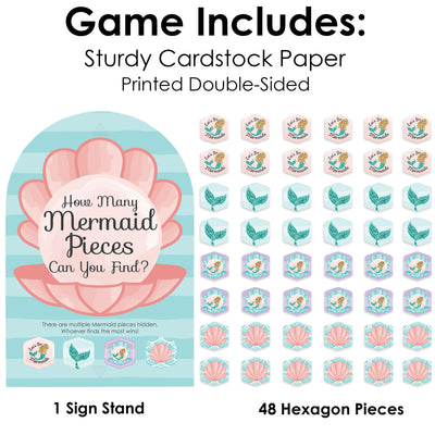 Let's Be Mermaids - Baby Shower or Birthday Party Scavenger Hunt - 1 Stand and 48 Game Pieces - Hide and Find Game