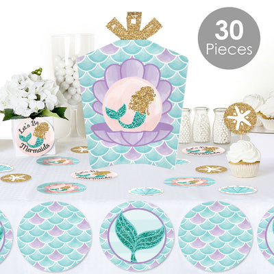 Let's Be Mermaids - Baby Shower or Birthday Party Decor and Confetti - Terrific Table Centerpiece Kit - Set of 30