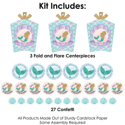 Let's Be Mermaids - Baby Shower or Birthday Party Decor and Confetti - Terrific Table Centerpiece Kit - Set of 30