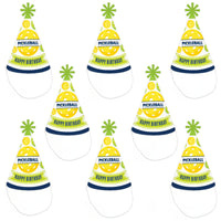 Let's Rally - Pickleball - Cone Happy Birthday Party Hats for Kids and Adults - Set of 8 (Standard Size)