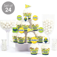 Let's Rally - Pickleball - Cupcake Decoration - Birthday or Retirement Party Cupcake Wrappers and Treat Picks Kit - Set of 24
