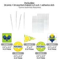 Let's Rally - Pickleball - Dessert Cupcake Toppers - Birthday or Retirement Party Clear Treat Picks - Set of 24