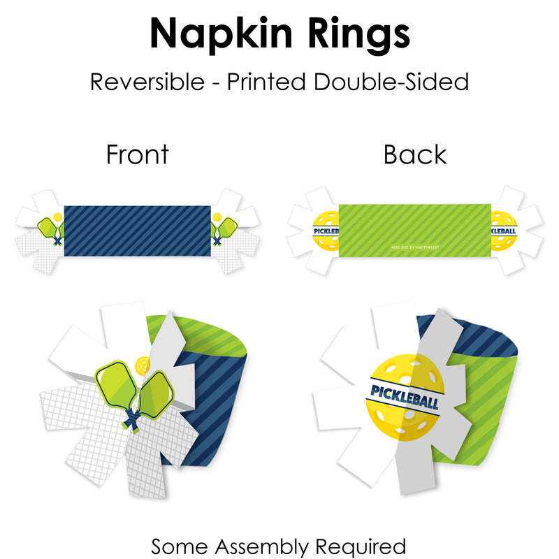 Let’s Rally - Pickleball - Birthday or Retirement Party Paper Napkin Holder - Napkin Rings - Set of 24