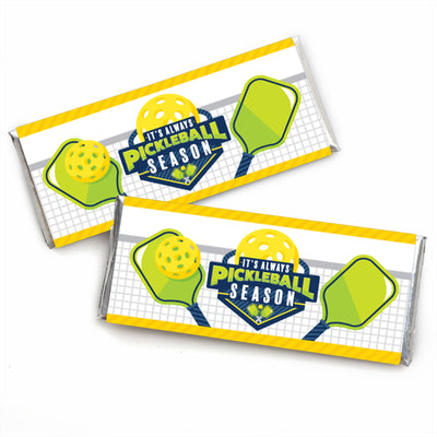 Let's Rally - Pickleball - Candy Bar Wrapper Birthday or Retirement Party Favors - Set of 24