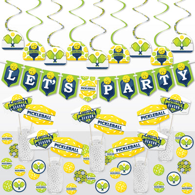 Let's Rally - Pickleball - Birthday or Retirement Party Supplies Decoration Kit - Decor Galore Party Pack - 51 Pieces