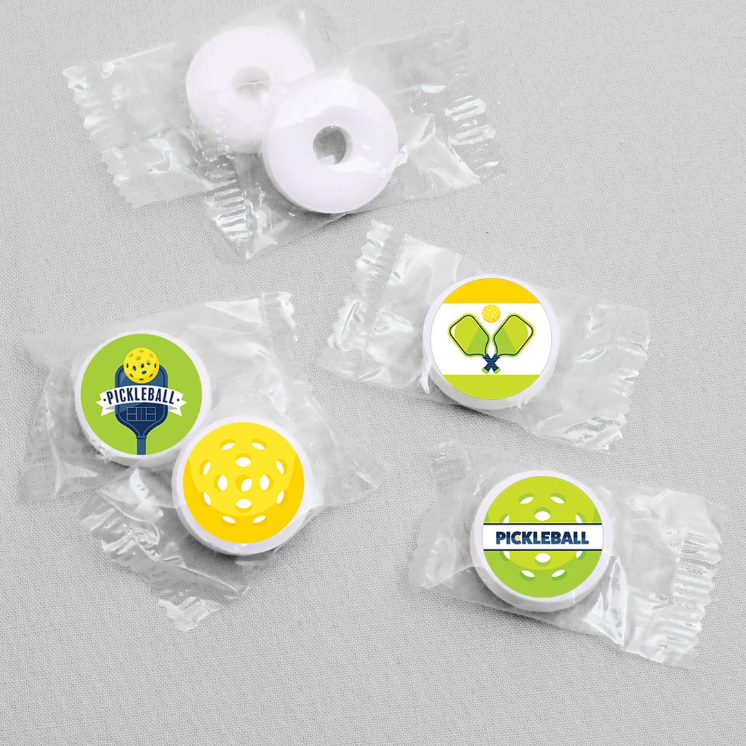 Let's Rally - Pickleball - Birthday or Retirement Party Round Candy Sticker Favors - Labels Fit Chocolate Candy (1 sheet of 108)