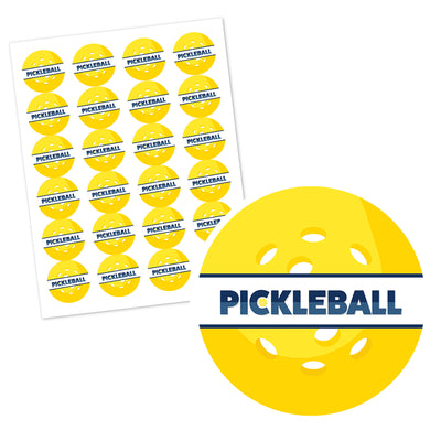 Personalized Let's Rally - Pickleball - Custom Birthday or Retirement Party Favor Circle Sticker Labels - Custom Text - 24 Count