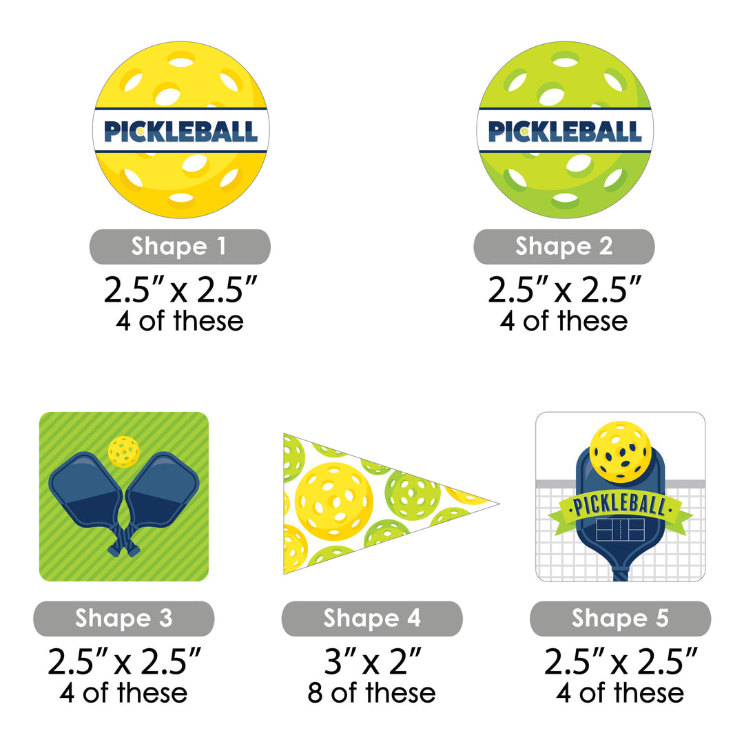Let's Rally - Pickleball - Paper Straw Decor - Birthday or Retirement Party Striped Decorative Straws - Set of 24