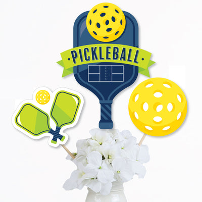Let's Rally - Pickleball - Birthday or Retirement Party Centerpiece Sticks - Table Toppers - Set of 15