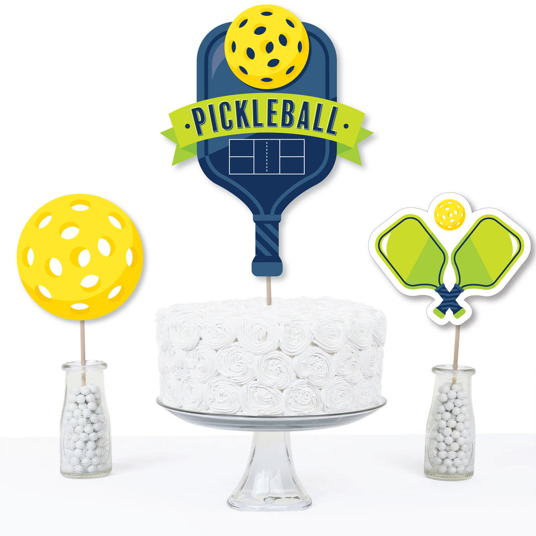 Let's Rally - Pickleball - Birthday or Retirement Party Centerpiece Sticks - Table Toppers - Set of 15