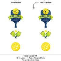 Let's Rally - Pickleball - Birthday or Retirement Party Centerpiece Sticks - Table Toppers - Set of 15