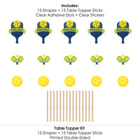 Let's Rally - Pickleball - Birthday or Retirement Party Centerpiece Sticks - Table Toppers - Set of 15