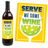 Let's Rally - Pickleball - Birthday or Retirement Party Decorations for Women and Men - Wine Bottle Label Stickers - Set of 4