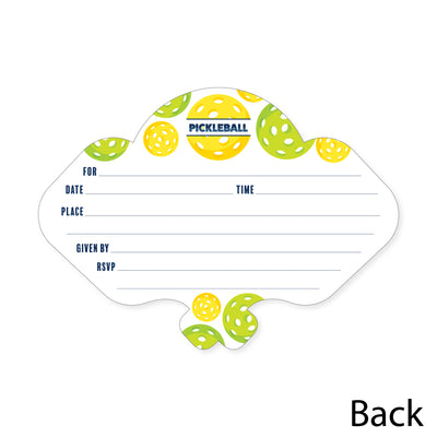 Let's Rally - Pickleball - Shaped Fill-In Invitations - Birthday or Retirement Party Invitation Cards with Envelopes - Set of 12