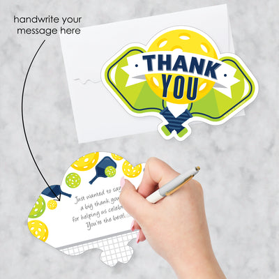 Let's Rally - Pickleball - Shaped Thank You Cards - Birthday or Retirement Party Thank You Note Cards with Envelopes - Set of 12