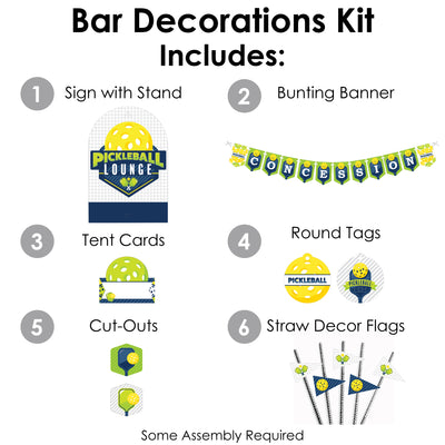 Let’s Rally - Pickleball - DIY Birthday or Retirement Party Concession Signs - Snack Bar Decorations Kit - 50 Pieces