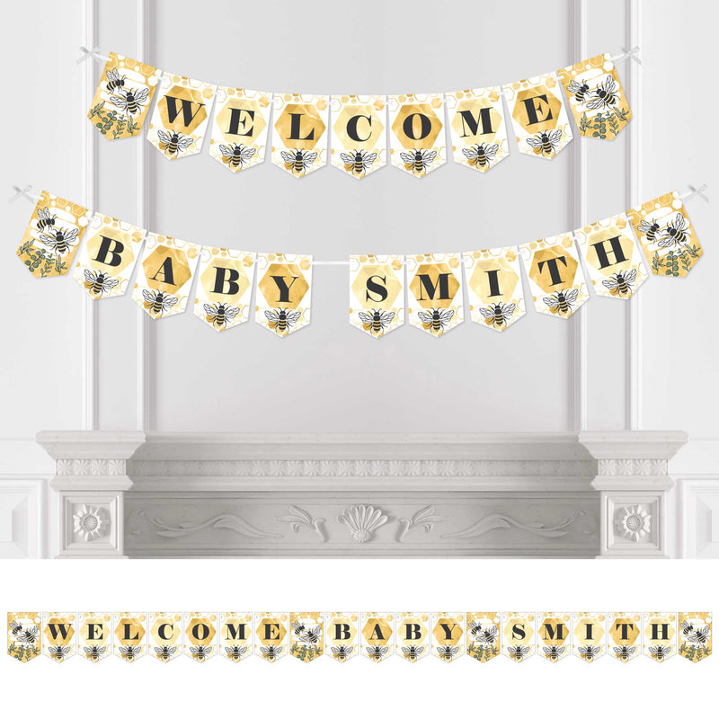 Personalized Little Bumblebee - Custom Bee Baby Shower Bunting Banner and Decorations - Welcome Baby Custom Name Banner