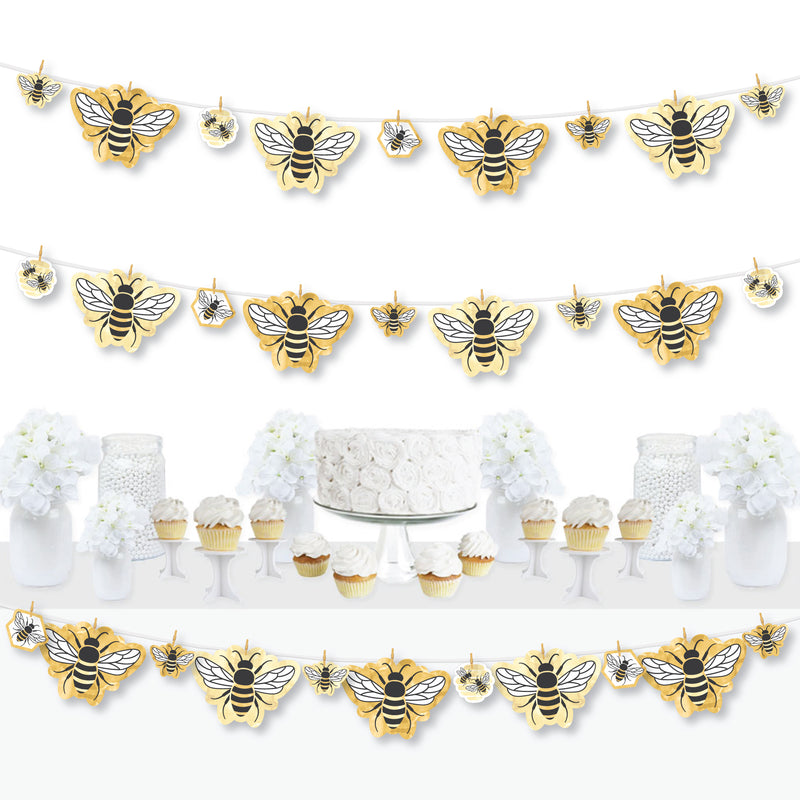 Little Bumblebee - Bee Baby Shower or Birthday Party DIY Decorations - Clothespin Garland Banner - 44 Pieces