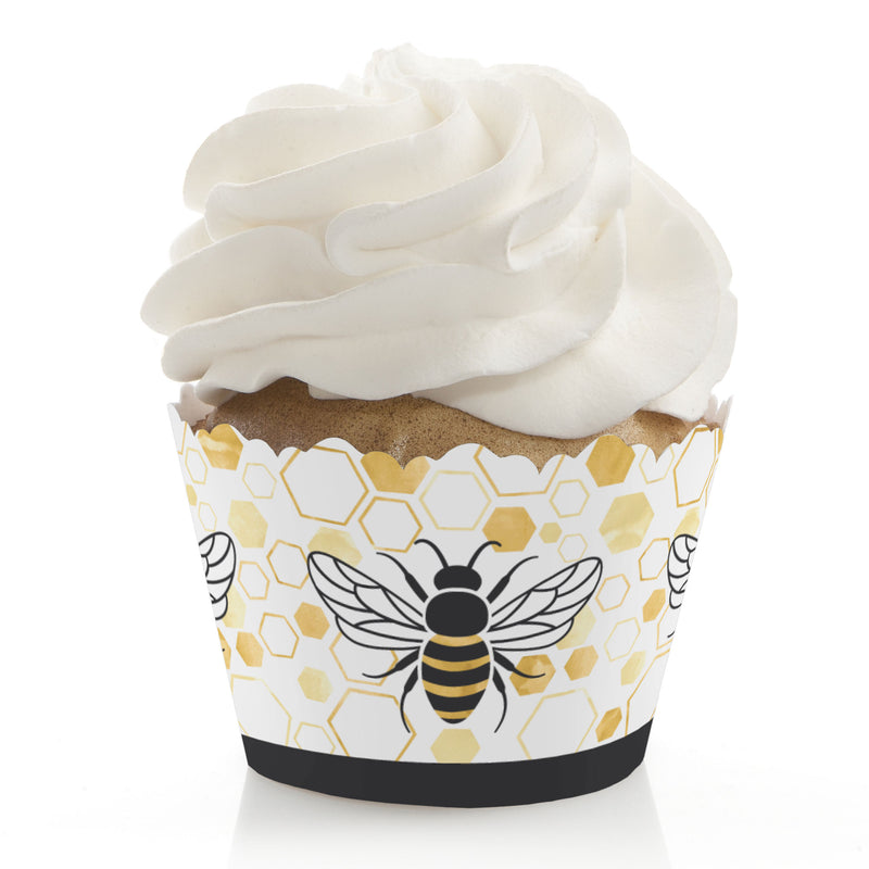 Little Bumblebee - Bee Baby Shower or Birthday Party Decorations - Party Cupcake Wrappers - Set of 12