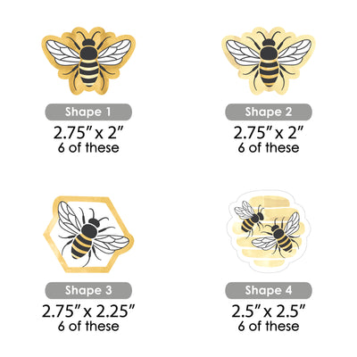 Little Bumblebee - DIY Shaped Bee Baby Shower or Birthday Party Cut-Outs - 24 Count