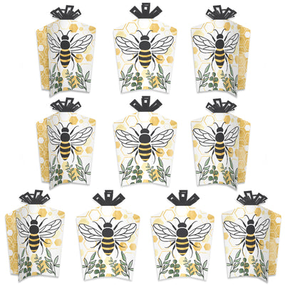 Little Bumblebee - Table Decorations - Bee Baby Shower or Birthday Party Fold and Flare Centerpieces - 10 Count