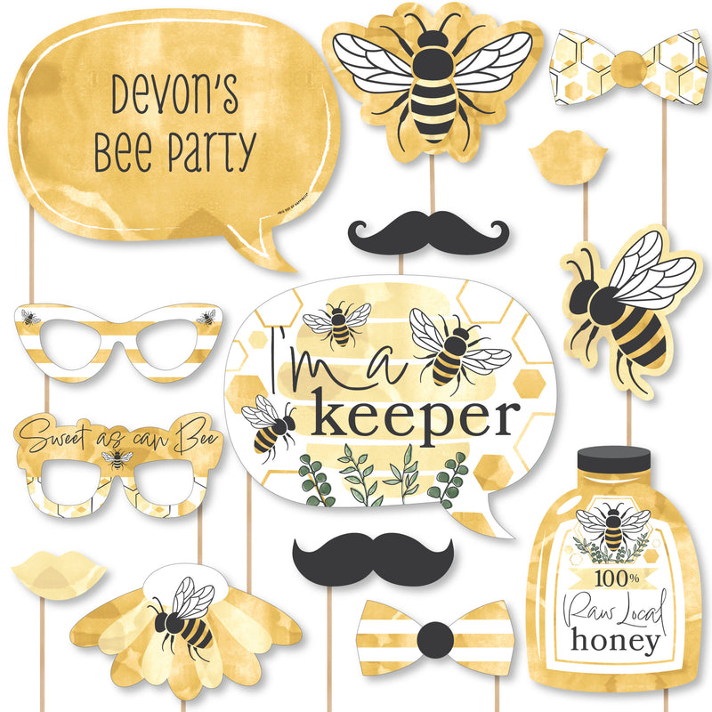 Little Bumblebee - Bee Baby Shower or Birthday Party Photo Booth Props Kit - 20 Count