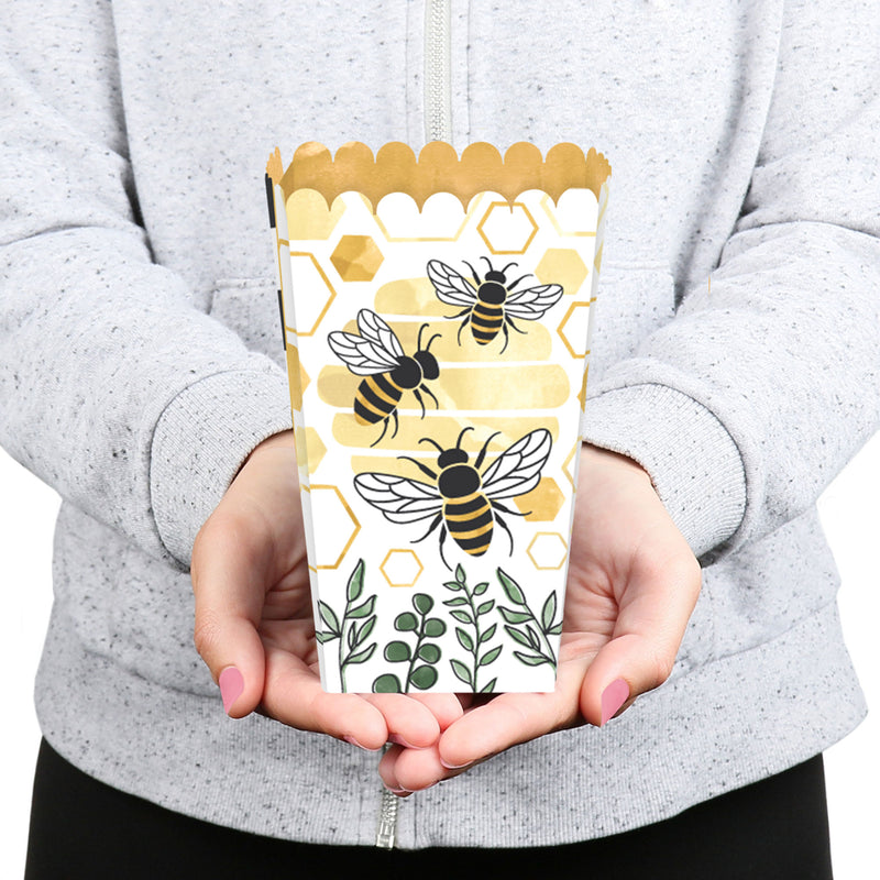 Little Bumblebee - Bee Baby Shower or Birthday Party Favor Popcorn Treat Boxes - Set of 12
