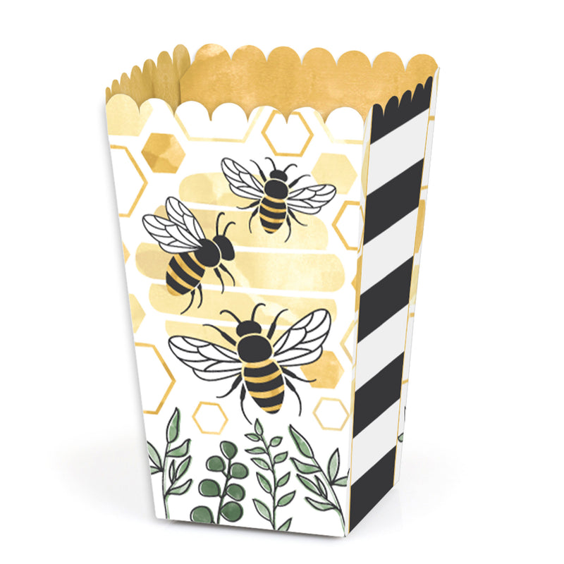 Little Bumblebee - Bee Baby Shower or Birthday Party Favor Popcorn Treat Boxes - Set of 12