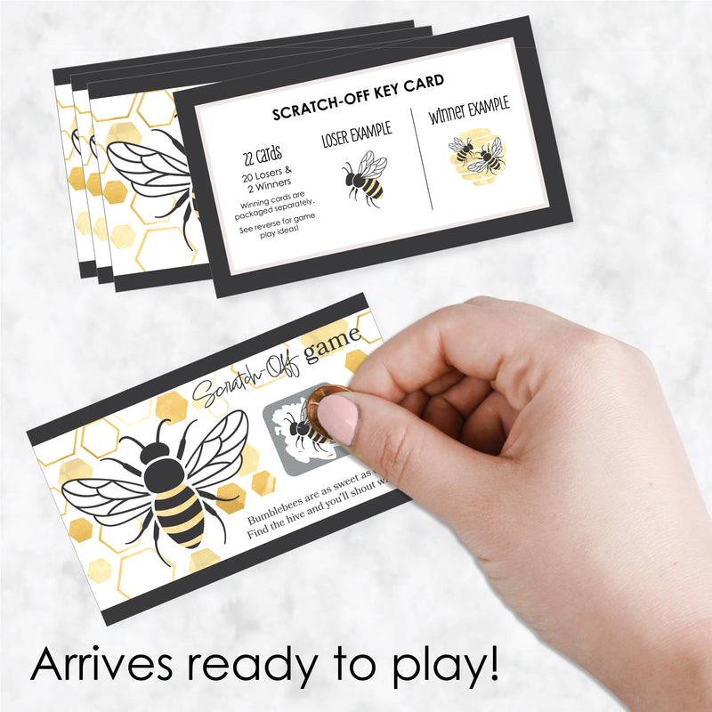Little Bumblebee - Bee Baby Shower or Birthday Party Game Scratch Off Cards - 22 Count