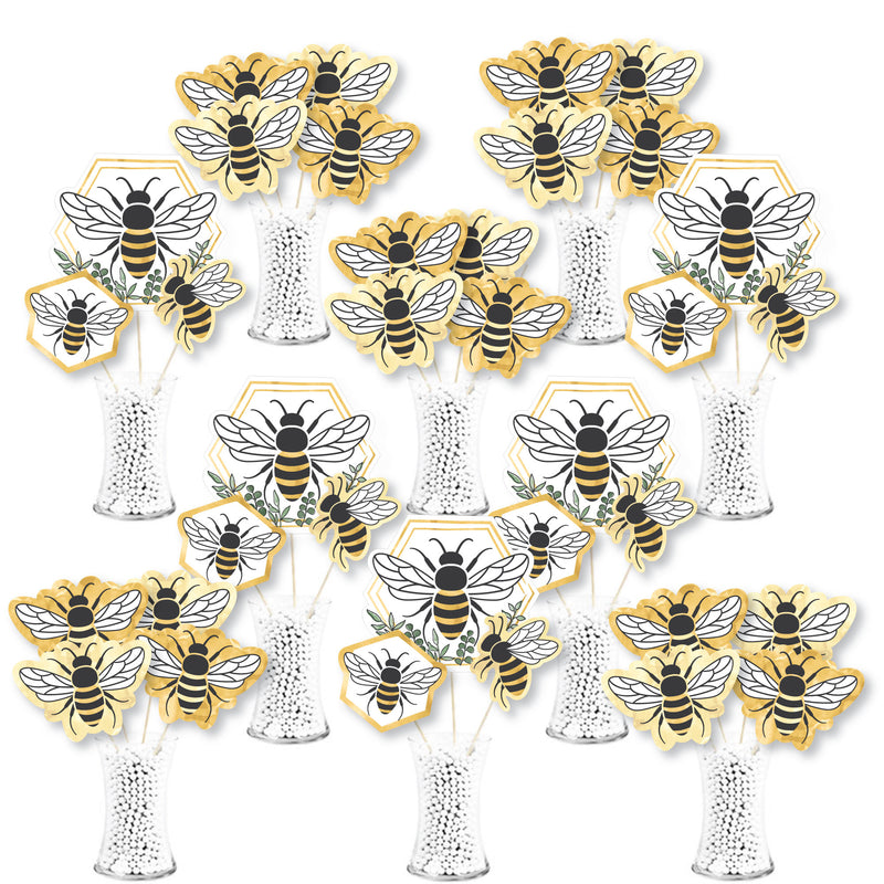 Little Bumblebee - Bee Baby Shower or Birthday Party Centerpiece Sticks - Showstopper Table Toppers - 35 Pieces