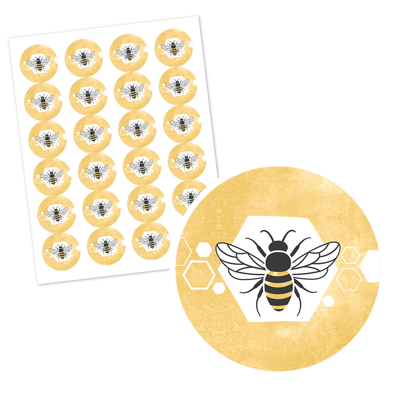 Personalized Little Bumblebee - Custom Bee Baby Shower or Birthday Party Favor Circle Sticker Labels - Custom Text - 24 Count