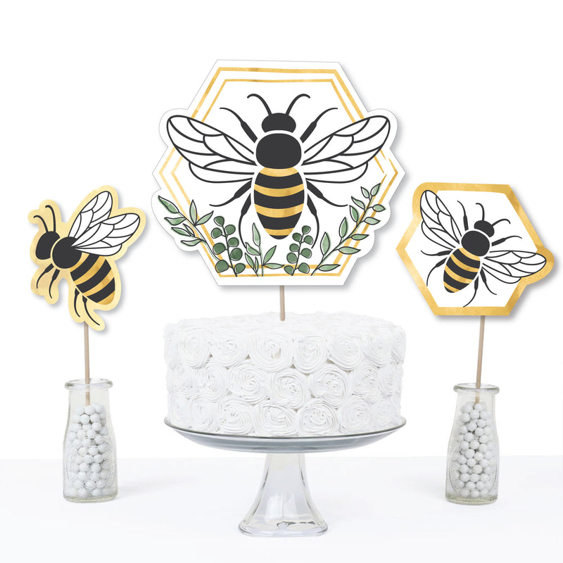 Little Bumblebee - Bee Baby Shower or Birthday Party Centerpiece Sticks - Table Toppers - Set of 15