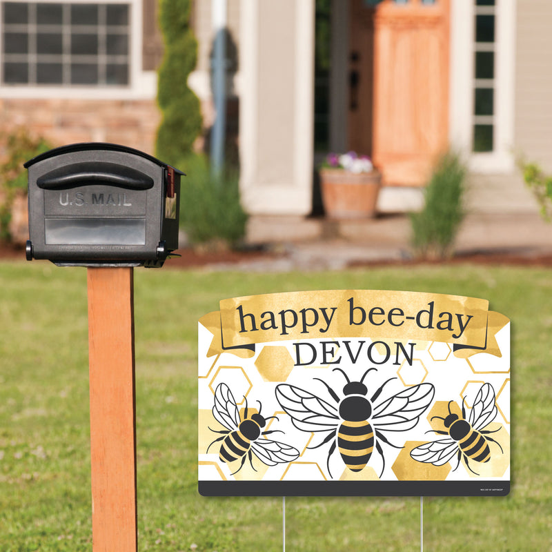 Little Bumblebee - Bee Birthday Party Yard Sign Lawn Decorations - Personalized Happy Birthday Party Yardy Sign
