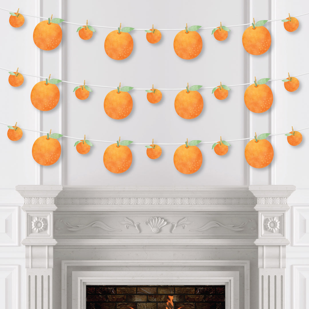 Little Clementine - Orange Citrus Baby Shower or Birthday Party DIY Decorations - Clothespin Garland Banner - 44 Pieces