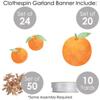 Little Clementine - Orange Citrus Baby Shower or Birthday Party DIY Decorations - Clothespin Garland Banner - 44 Pieces